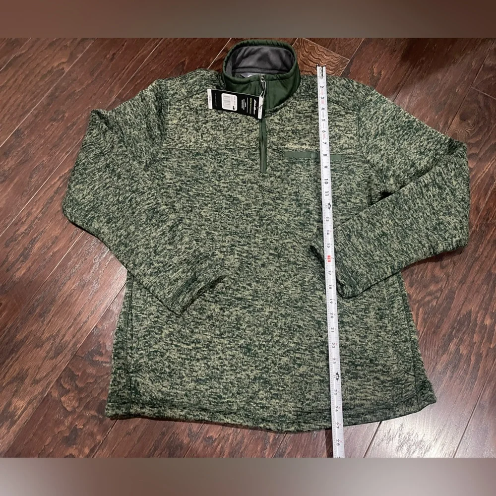 Eddie Bauer jacket Men Size Small Green Heather Fleece 1/4 zip pullover  NEW